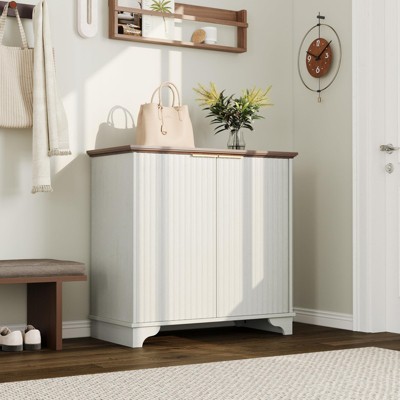 Fluted Buffet Sideboard With Storage, Kitchen Cabinet With Adjustable Shelves, Coffee Bar, Multifunctional Cupboard for Kitchen, Living Room, Hallway