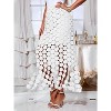 Women's Summer Boho Skirt: High Waisted Long Maxi Skirt with Elegant Hollow Out and Fringe Hem White - 2 of 4