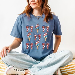 Simply Sage Market Patriotic Ice Cream Stacked Coquette Garment Dyed Tee - 1 of 4