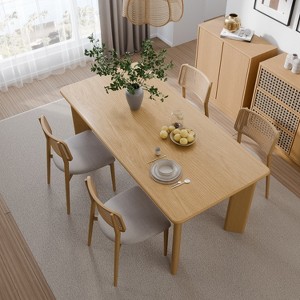 Wooakway 30" H Gracefully Curved Table 500lb Heavy Duty Capacity Dining Table for Sophisticated Spaces Black/Walnut/Natural - 1 of 4