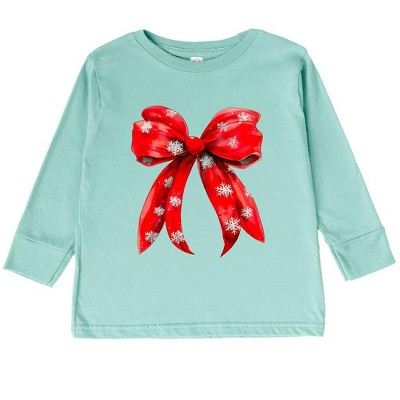 The Juniper Shop Coquette Christmas Snowflake Bow Toddler Long Sleeve Tee