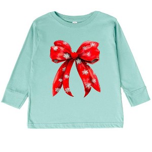The Juniper Shop Coquette Christmas Snowflake Bow Toddler Long Sleeve Tee - 1 of 3