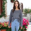 Anna-Kaci Women's Cross Stitching Textured Relaxed Fit Pullover - 4 of 4