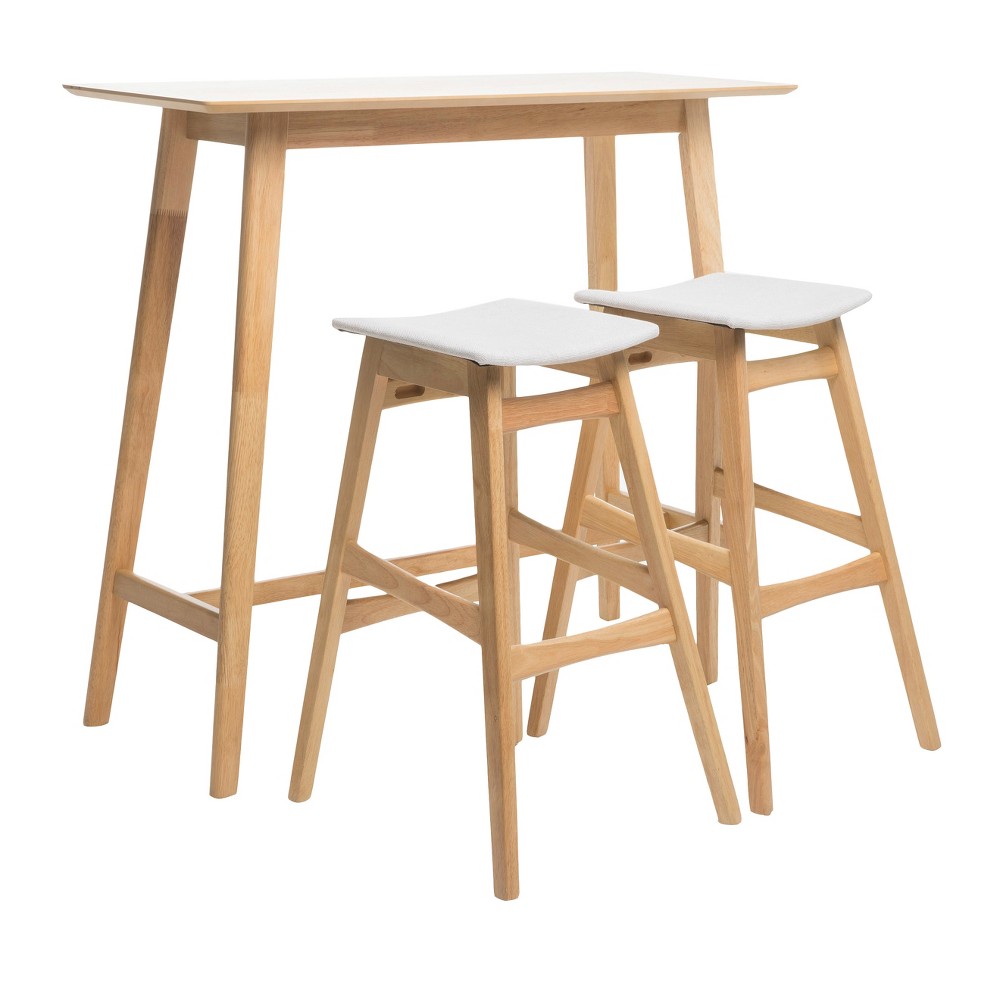 42" 3pc Emmaline Bar Height Dining Set Natural Oak/Light Beige - Christopher Knight Home