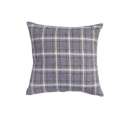 18"x18" Plaize Plaid Square Throw Pillow Gray - Sure Fit