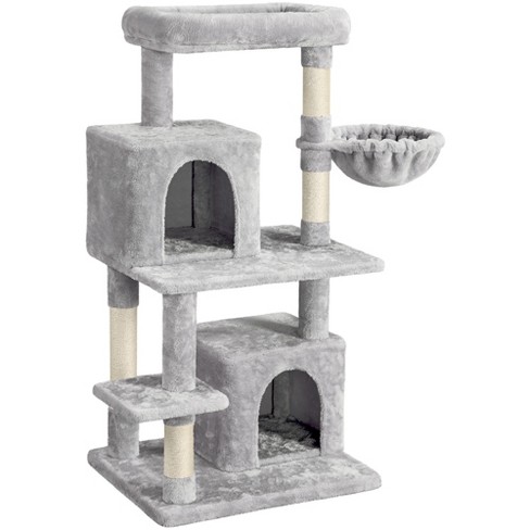 Yaheetech 3-Level Plush Cat Tower with 2 Condo for Small Cats - Light Gray