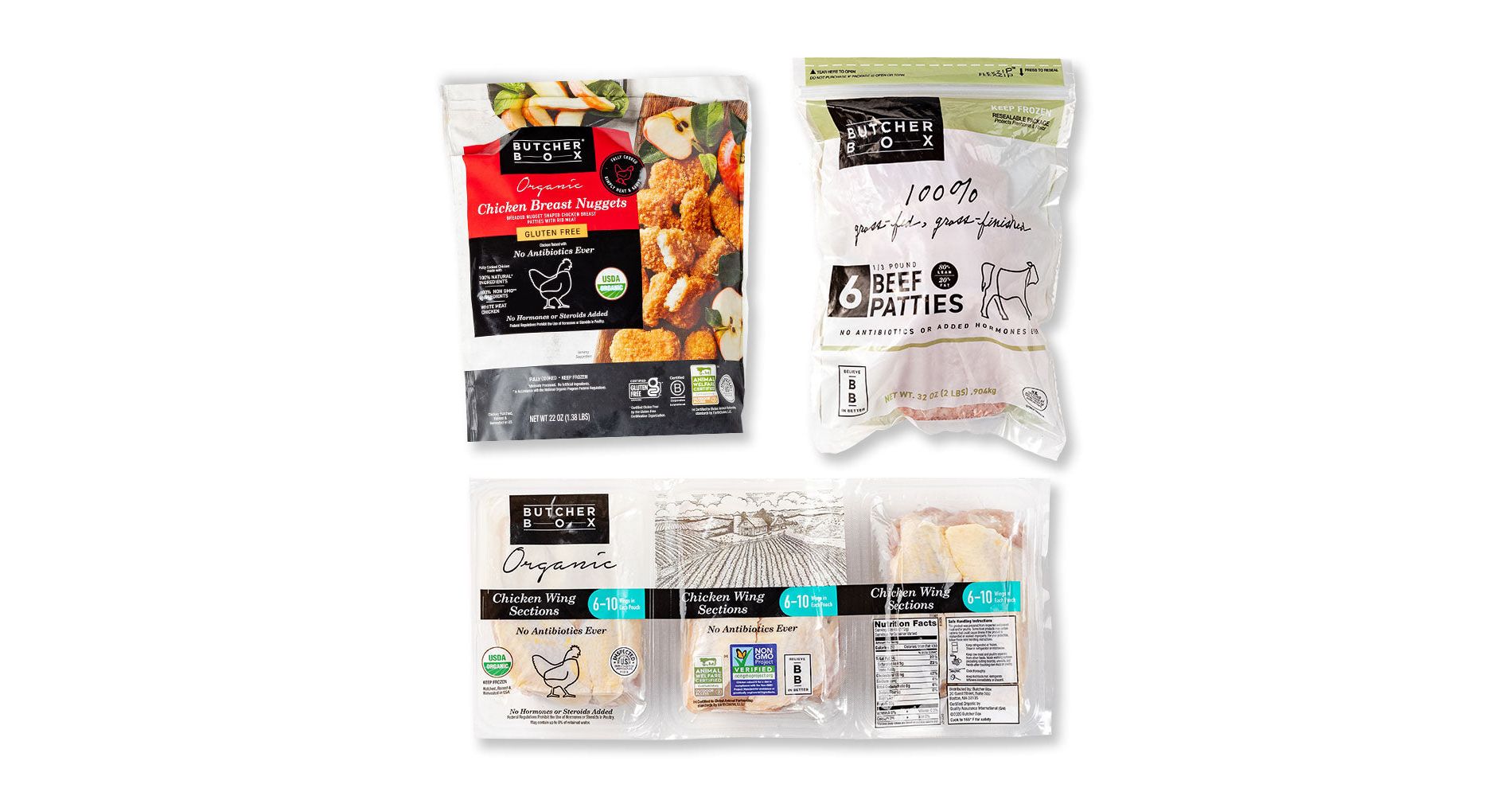 ButcherBox - Family Favorites Box Chicken Nuggets, Chicken Wings, Beef Burgers - Frozen - 6.36 lbs