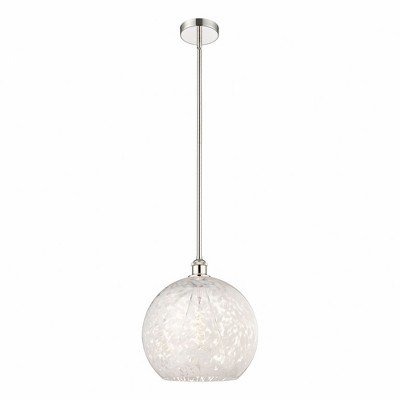 White Mouchette - 1 Light Stem Hung Pendant In Modern Style-16.13 Inches Tall and 13.75 Inches Wide
