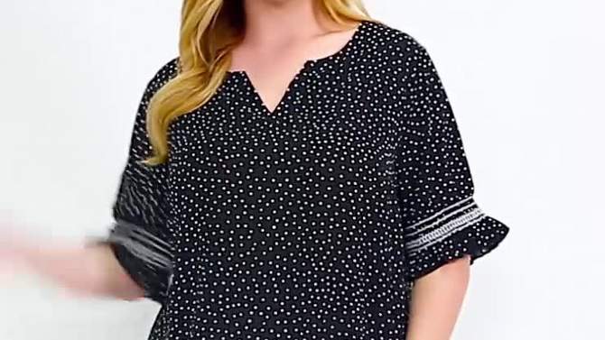 Agnes Orinda Women's Plus Size Polka Dots Short Sleeve Cute Spring Smocked Floral Boho Blouses, 2 of 8, play video