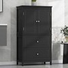 43.30"Bathroom Storage Cabinet, Cabinet with Two Doors and Drawers, Adjustable Shelf, Black - 2 of 4