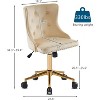 VINGLI Olive Green Velvet Armless Office Desk Chair with Gold Base/Wheels, Small Cute Vanity Chair with Back,Adjustable Rolling Nail Chair - 2 of 4