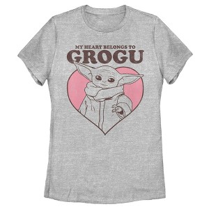 Women's Star Wars The Mandalorian Valentine's Day The Child Belongs to Grogu T-Shirt - 1 of 4