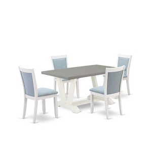 HomeStock 5-Piece Wire Brushed Linen White Finish Solid Wood Top Dining table with 4 Chairs - 1 of 4