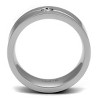 Slickblue Stainless Steel Men's Band with Clear CZ Center Stone, Silver Polished Finish, Size 6-13 - 3 of 4