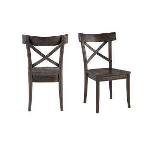 Calhoun Wooden Side Chair Set Dark Brown - Picket House Furnishings: X-Back, Rustic, 2-Piece - 1 of 4