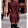 Women's Ribbed Knit Bodycon Dress Long Sleeve Crewneck Mini Sweater Dress - 3 of 4
