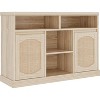 Jojoka 2-Door Rattan-Decorated Sideboard Buffet Cabinet with Adjustable Shelves – Multifunctional Modern Wood Credenza and Coffee Bar Console - 3 of 4