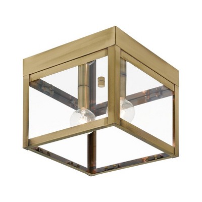 Livex Lighting Nyack 2 - Light Flush Mount in  Antique Brass