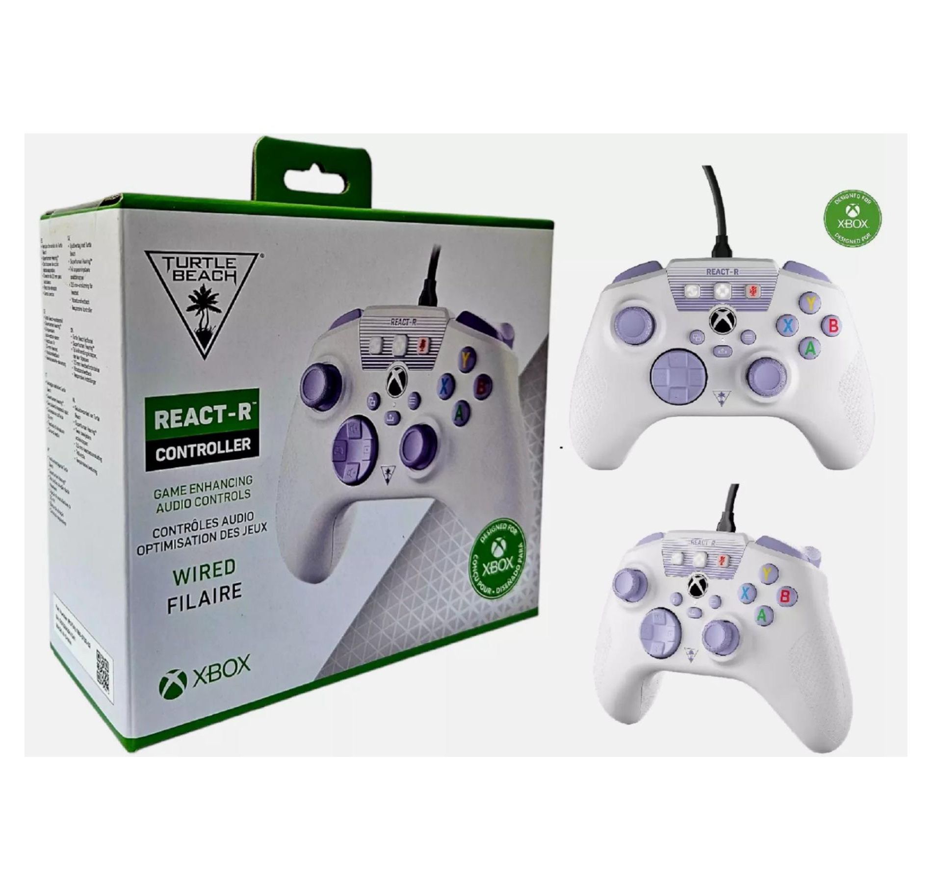 Turtle Beach React-R Wired Controller – Purple/White | Xbox Series X|S, Xbox One & PC | Superhuman Hearing + Mappable Buttons