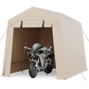7FT×10FT Heavy-Duty Portable Outdoor Storage Shed, Waterproof Anti-Snow UV-Resistant Shelter with Roll-Up Door & Vents,for Motorcycle,Tools,Firewood - 1 of 4