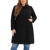 Agnes Orinda Women's Plus Size Peter Pan Collar Single Breasted with Pockets Long Winter Pea Coats - 2 of 4