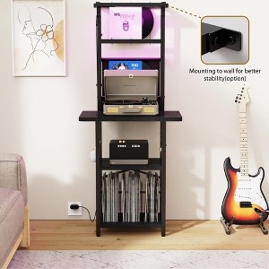MOEPISY Record Player Stand, Record Player Table with Vinyl Storage Black - 1 of 4