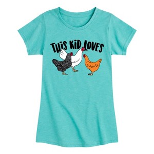 Girls' - Instant Message - This Kid Loves Chickens Fitted Short Sleeve Graphic T-Shirt - 1 of 4