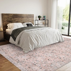 9x12 Area Rugs for Living Room Bedroom Non Slip Machine Washable Soft Vintage Rugs Low Pile Retro Floral Accent Large Rug - 1 of 4