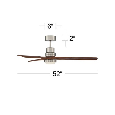 52" Brushed Nickel Walnut Wood Ceiling Fan with LED Light and Remote