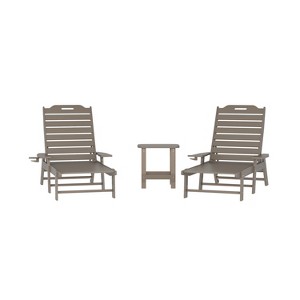 Merrick Lane 3pc Set with 2 Adirondack Chairs/Side Table for Indoor/Outdoor Use in Brown - 1 of 4