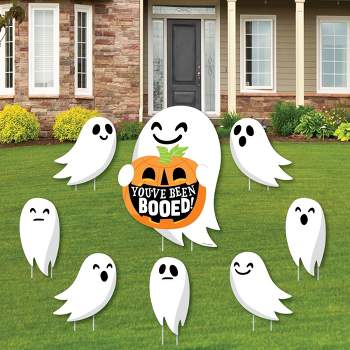 Big Dot of Happiness You've Been Booed - Yard Sign and Outdoor Lawn Decorations - Ghost Halloween Party Yard Signs - Set of 8