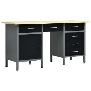 vidaXL Workbench Black 63"x23.6"x33.5" Steel - 1 of 4