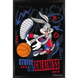 Trends International Looney Tunes x Team USA - Strive For Greatness Framed Wall Poster Prints - 1 of 4