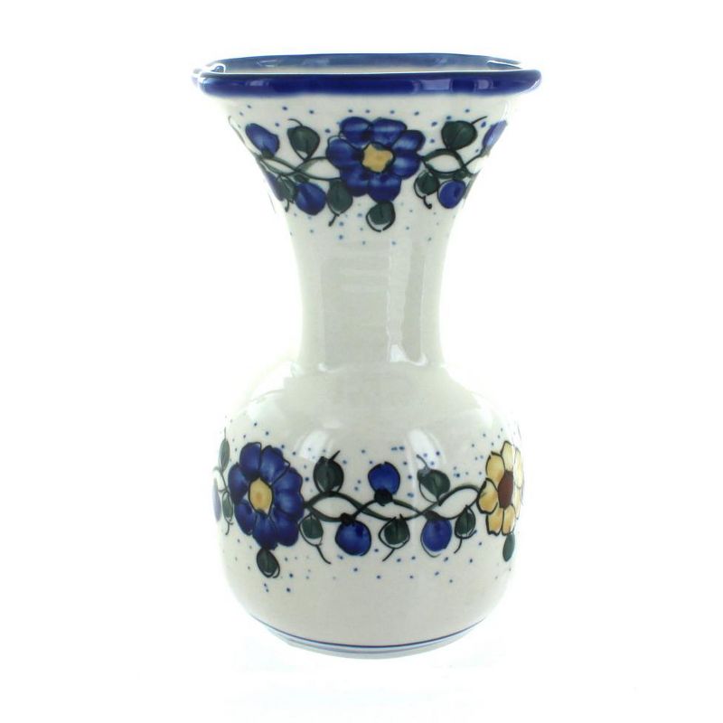 Blue Rose Polish Pottery Geranium Vase, 1 of 2