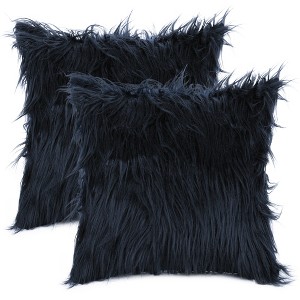 Unique Bargains Plush Decorative Solid Throw Modern Bedroom Pillow Covers 2 Pcs - 1 of 4