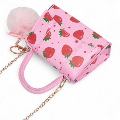 Willow & Ruby Girls' Strawberry Fields Mini Top Handle Bag with Pom Charm - image 4