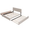 Upholstered Platform Bed with 2 Drawers and 1 Twin XL Trundle  Linen Fabric Queen Size - Dark Beige - 4 of 4