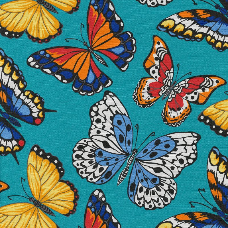 25&#34; Butterfly Garden Outdoor/Indoor Floor Pillow Turquoise - Pillow Perfect, 5 of 6