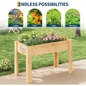 47"x30"x22" Raised Garden Bed, Natural Color Elevated Wooden Planter Box for Growing Vegetables, Flowers, Outdoor Patio & Backyard Planting Bed - 1 of 4