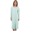 YafeMarte Women’s Long Sleeve Quilted Fleece Button-Front Nightgown with Embroidered Floral Design - 2 of 4