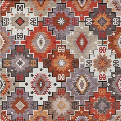 HomeRoots 9' X 12' Rust Lavender And Ivory Southwestern Washable Indoor Outdoor Area Rug