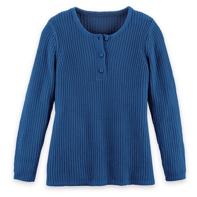 Collections Etc Henley Shaker Knit Sweater