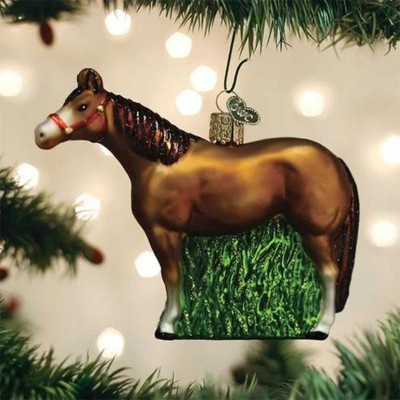 Hand-Painted Glass Quarter Horse Christmas Tree Topper