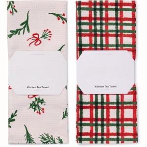 2-Pack Christmas Themed Quick-Dry Microfiber Dish Towels for Kitchen, Premium Quick Dry Towel Set - 1 of 4