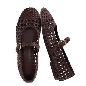 CUSHIONAIRE  Windsor Woven Womens Flats with Adjustable Strap – Comfortable Mary Jane Ballet Flats for Women - 1 of 4