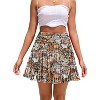 Women's Boho Chiffon Mini Skirt - Summer Tiered A-Line with Pleated Flowy Hem Coffee Floral - 3 of 4