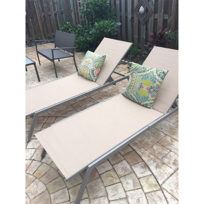 Taupe Steel Frame Adjustable Outdoor Chaise Lounge Set