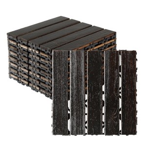 VINGLI Interlocking Deck Tiles, Wood Tiles for All Weather, Outdoor Flooring for Patio, Poolside, 27Pcs 11.8"x11.8", Walnut - 1 of 4