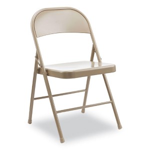 Alera Armless Steel Folding Chair, Supports Up to 275 lb, Tan Seat, Tan Back, Tan Base, 4/Carton - 1 of 4