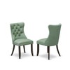 East West Furniture Dallas Parsons Dining Chairs - Button Tufted Nailhead Trim Willow Green faux Leather Padded Chairs, Set of 2, Distressed Jacobean - 2 of 4